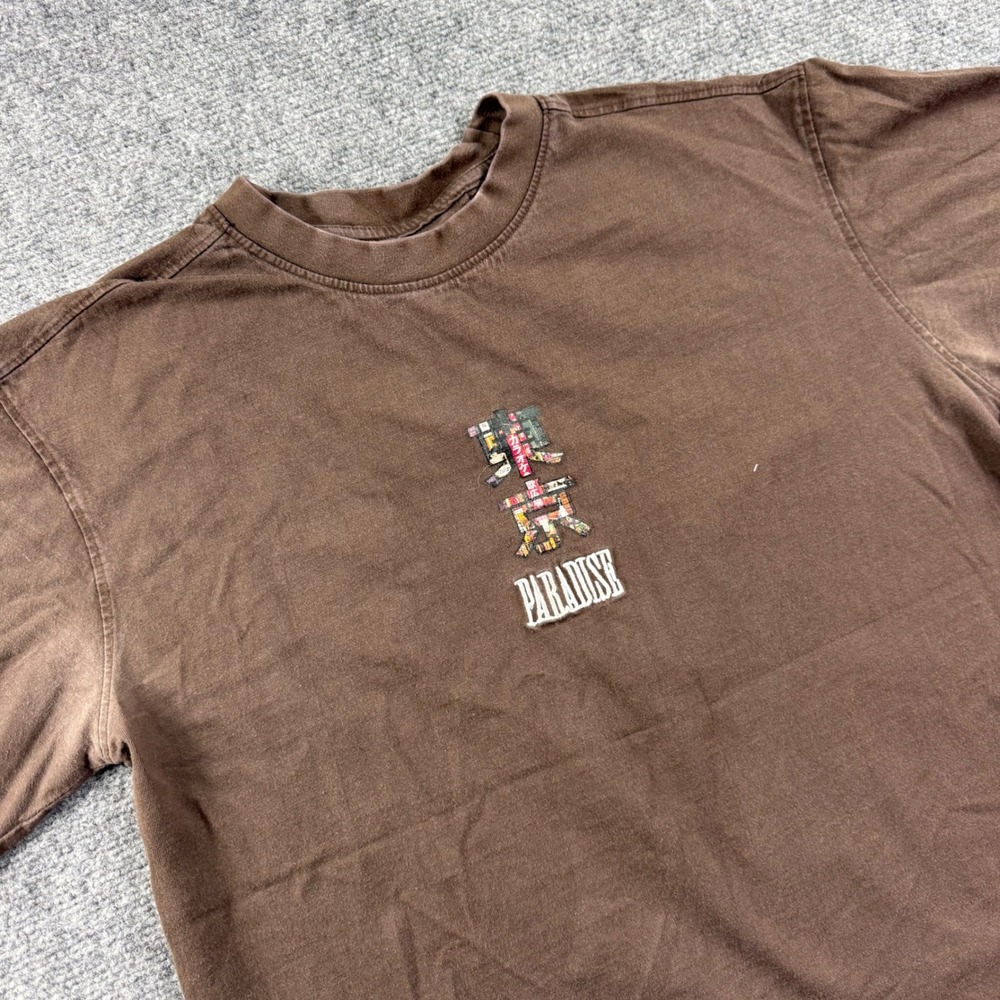 GSTR Paradise Tokyo T-Shirt Medium Brown Graphic Print Short Sleeve Mens
